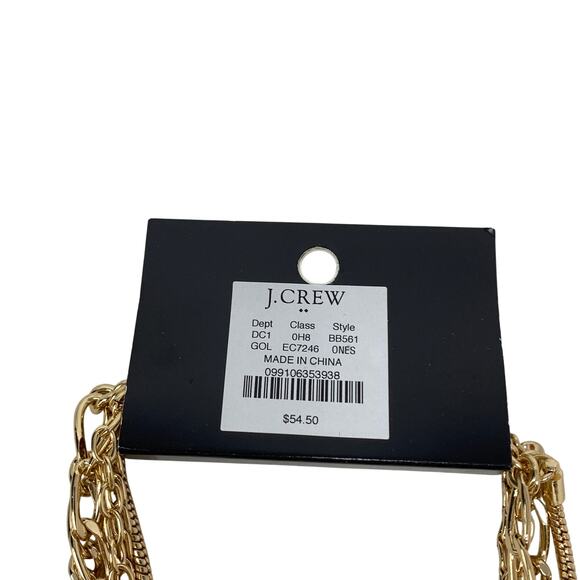 J.Crew Factory Mixed Chain Four Layer Necklace Gold Tone Metal NEW - Picture 4 of 5